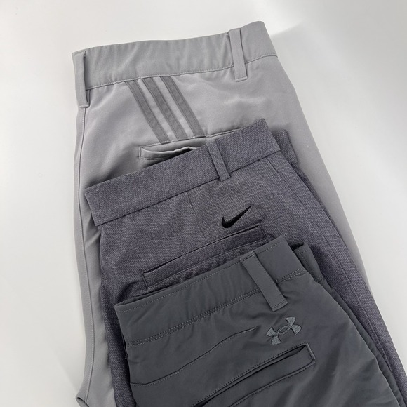 Lot Of 3 Golf Shorts Size 34 Mens Nike Adidas Under Armour Grey Dri Fit - Picture 1 of 15